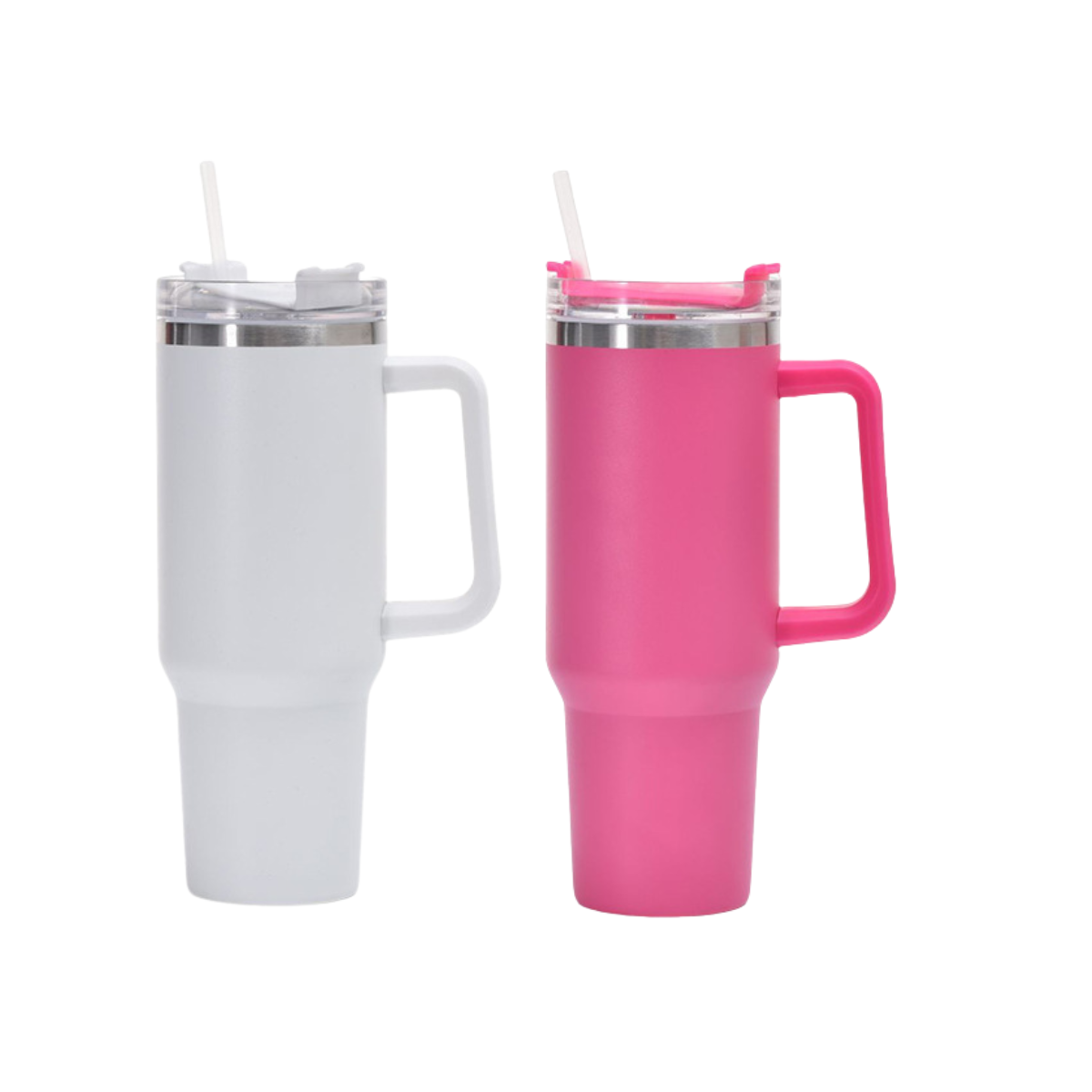 Double Wall Stainless Steel 1.18L/40oz Tumbler with Clear Flip Open Lid and Straw - AHA SUPERSTORE